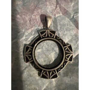 VINTAGE STERLING SILVER COIN BEZEL PENDANT MILOR ITALY 11.2 Grams